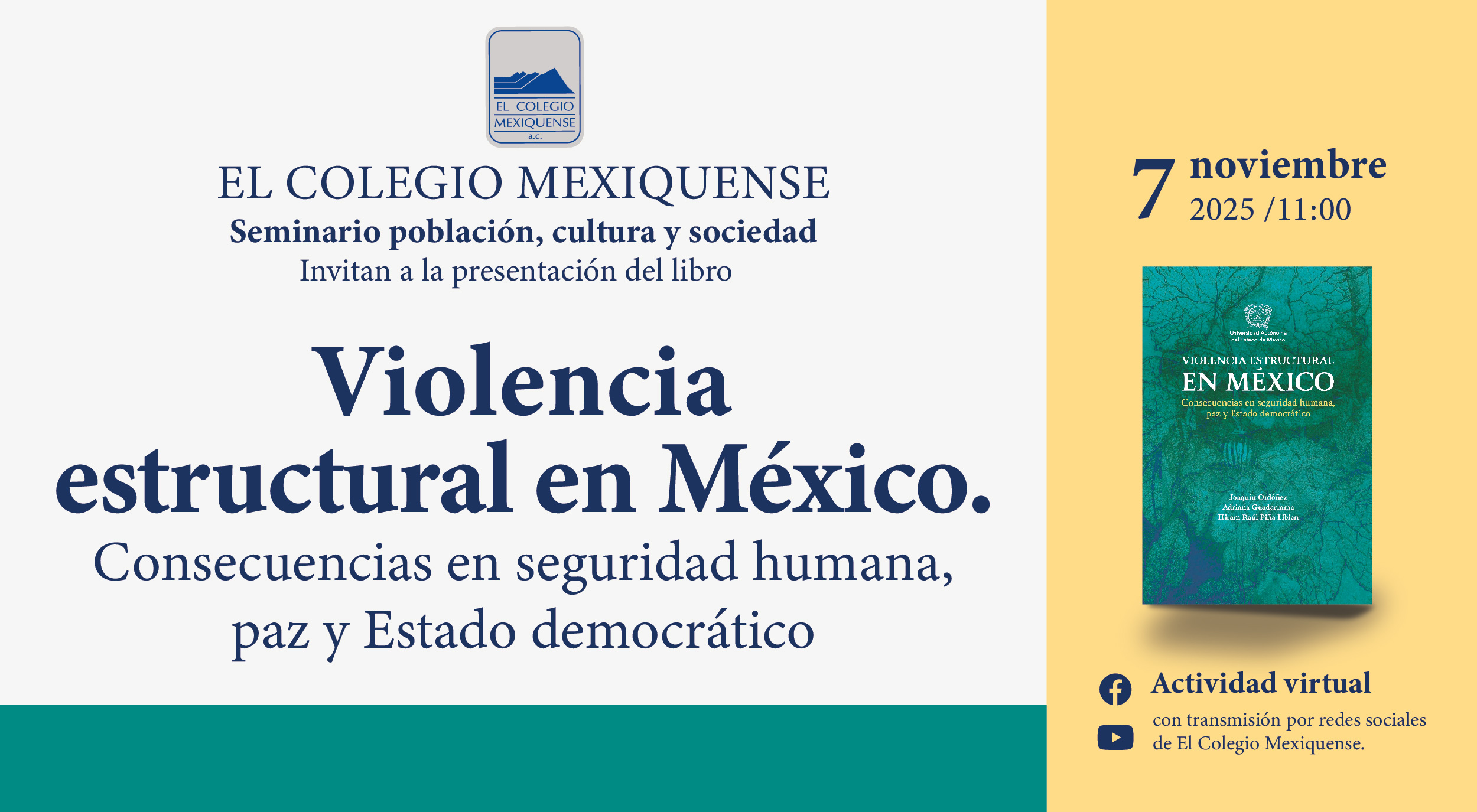 Presentación de libro. Violencia estructural en México. Consecuencias en seguridad humana, paz y Estado de México